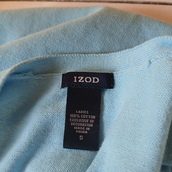 3/$15 Izod Light Blue & Brown Argyle V Neck Cotton Cardigan Size Small - Picture 7 of 8